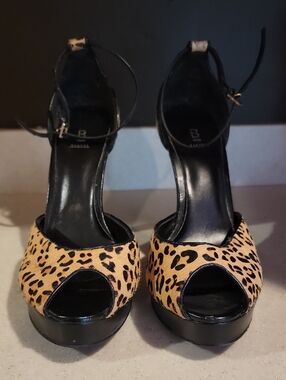 Bakers Leopard Print Open-Toe Ankle-Strap Platform Heels